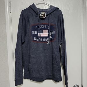 Teskey's Heather Blue American Flag Hoodie L